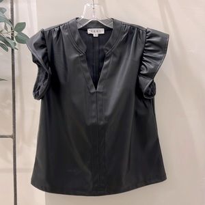 Vegan leather Black top sz xs